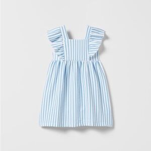 🩷👶🏼 Zara Blue and White Striped Dress Size 12-18 Months